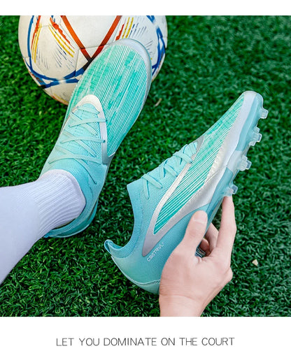 Nuove scarpe da calcio da uomo per esterno con tacchetti, traspiranti, antiscivolo, per adulti, scarpe sportive da calcio con tacchetti lunghi per allenamento, ragazzi e partite, confortevoli