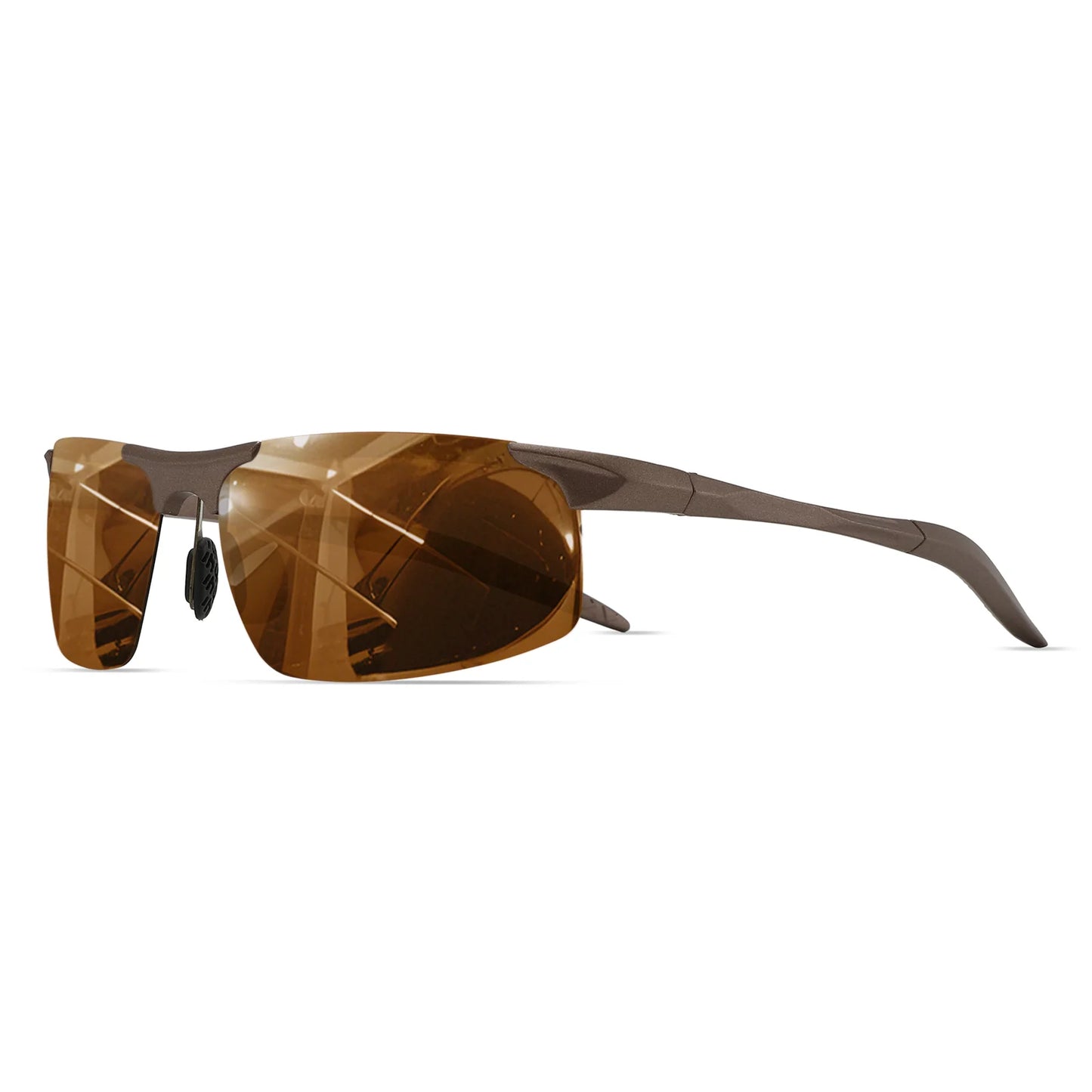 Classic Retro Semi-Rimless Square Polarized Sunglasses - Lightweight PC Frame & Spring Hinges, UV400 Unisex for Driving, Fishing