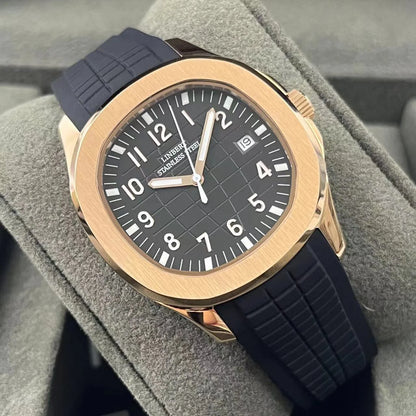 LINBERT2025 Rose Gold Fully Automatic Mechanical Men's Watch Genuine Luxury Brand Luminous Steel Waterproof Silicone Strap Watch