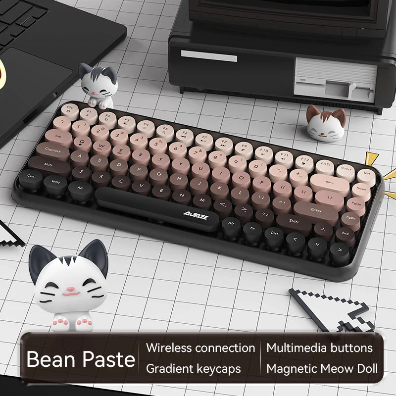 Tastiera wireless Ajazz 308I 18/84 tasti con keycap rotondi, tastiera Bluetooth portatile 2.4GHz con tastierino numerico per tablet, laptop e Android