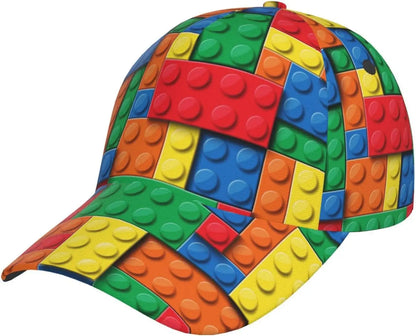 Žaisminga „Building Block Print“ beisbolo kepurė moterims ir vyrams, reguliuojama „Snapback“ kepurė su blizgučiais, madinga beisbolo kepurė