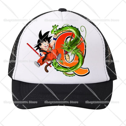 Czapki baseballowe z siateczki Dragon Ball z motywem kreskówkowym Son Goku z literami – czapki sportowe dla dorosłych i dzieci, anime, letnie, na świeżym powietrzu, z daszkiem chroniącym przed słońcem, prezent, nowe