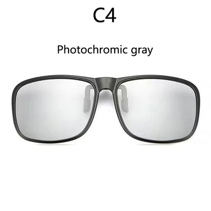 BOYSEEN Polarized Flip Clip Sunglasses Driving Dark UV400 Photochromic Anti Glare Lens Sun Glasses Car Driver Vintage Square