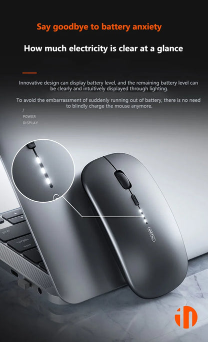 Mouse Wireless Silenzioso da Ufficio Inphic M1P Ultra-Sottile Portatile con Interfaccia USB, Indicatore Batteria e Ricarica TYPE-C