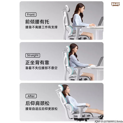 Silla de estudio ergonómica y cómoda, soporte lumbar para largos periodos sentado, silla elevable, silla de oficina giratoria para ordenador en casa