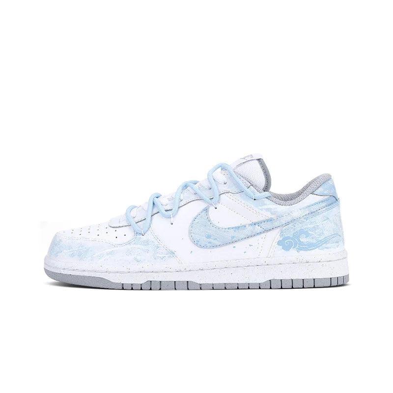 Zapatillas personalizadas Nike Dunk «Fog Hidden Auspicious Clouds»: zapatillas de caña baja de estilo retro «High-Street» con diseño de tinta china difuminada, unisex