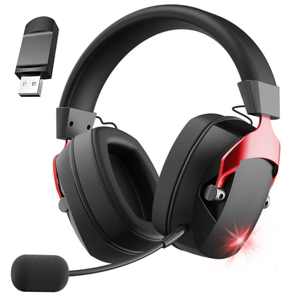 Auriculares gaming inalámbricos con micrófono desmontable con cancelación de ruido – 2.4G inalámbrico, Bluetooth 5.3 y auriculares gaming con cable de 3.5mm para PS5, PC, Xbox y móviles