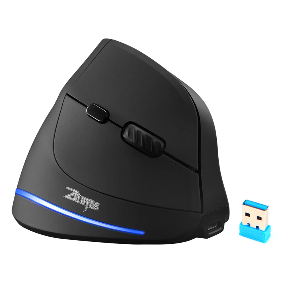 Mouse verticale ergonomico F-36 2.4G+BT1+BT2 wireless per mano destra e sinistra, mouse da gaming ottico USB per computer e laptop