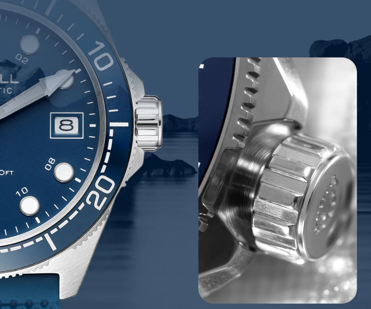 Tophill 39.5mm Automatic NH34 GMT Watch Swim 3H Date Window Mechanical C3 Green Lume 100M Waterproof Sapphire Crystal TD011G