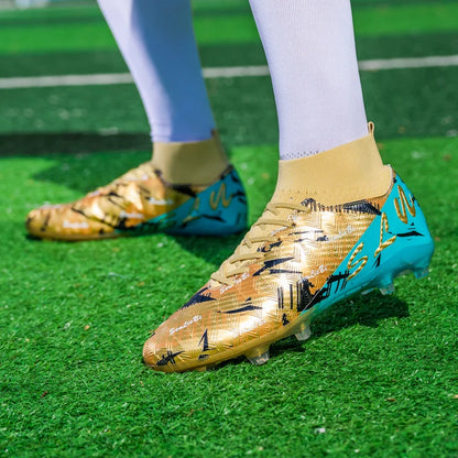Chaussures de football professionnelles pour hommes/femmes, crampons antidérapants FG, bottes de football respirantes, chaussures d'entraînement à tige haute