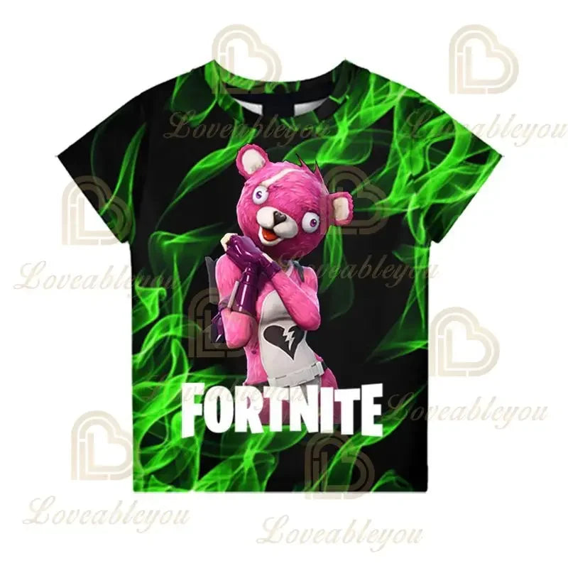 New Fortnite Summer T-Shirt Boys Cartoon Cute Tee Short Sleeve Shirt Men Women Children T-shirts Teenager Tee Streetwear Tops
