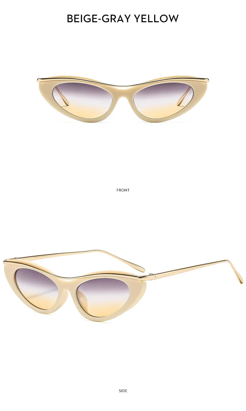 Fashion Small Cat Eye Sunglasses Women 2026 Luxury Brand Punk Metal Frame Sunglass Vintage Sexy Traveling Eyewear UV400 Shades