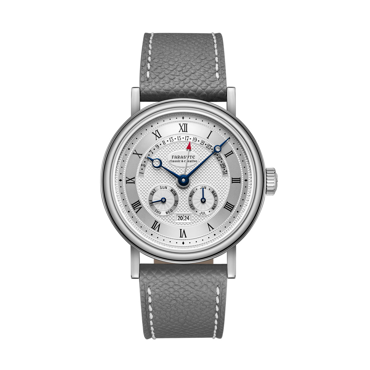 FARASUTE Men's Mechanical Watch Flyback Function Seagull Movement Month Display Week Display Calendar YearDisplay Sapphire Watch
