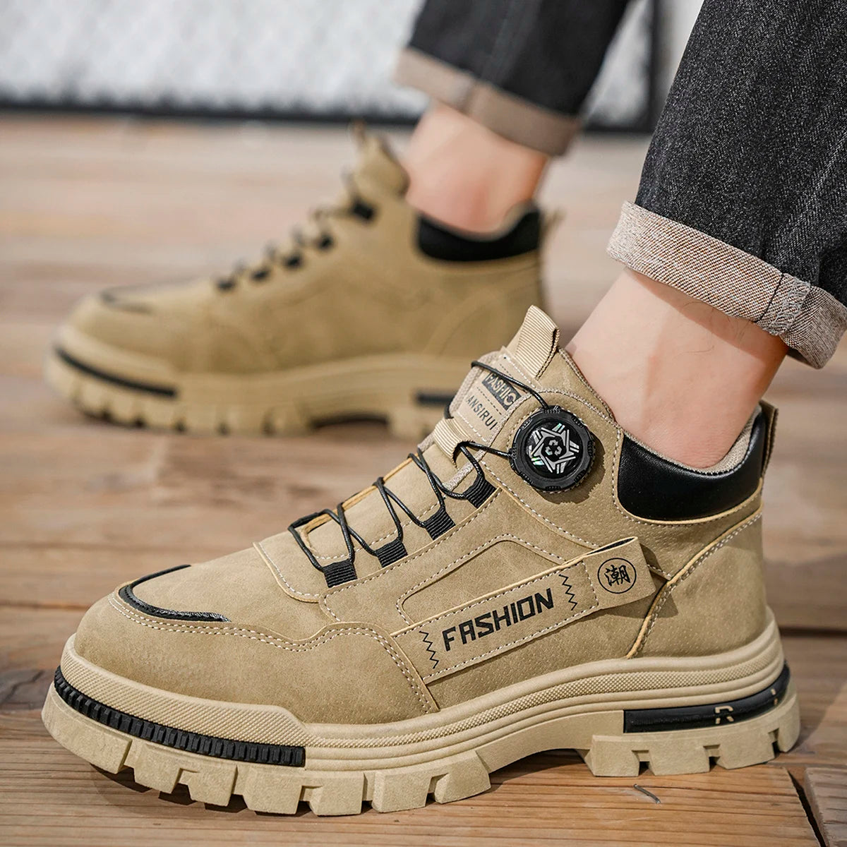Low-Top Men's Platform Sports Outdoor Traditional Footwear - Lace-Up Stylish Trendy Street Hiking Skate Shoes