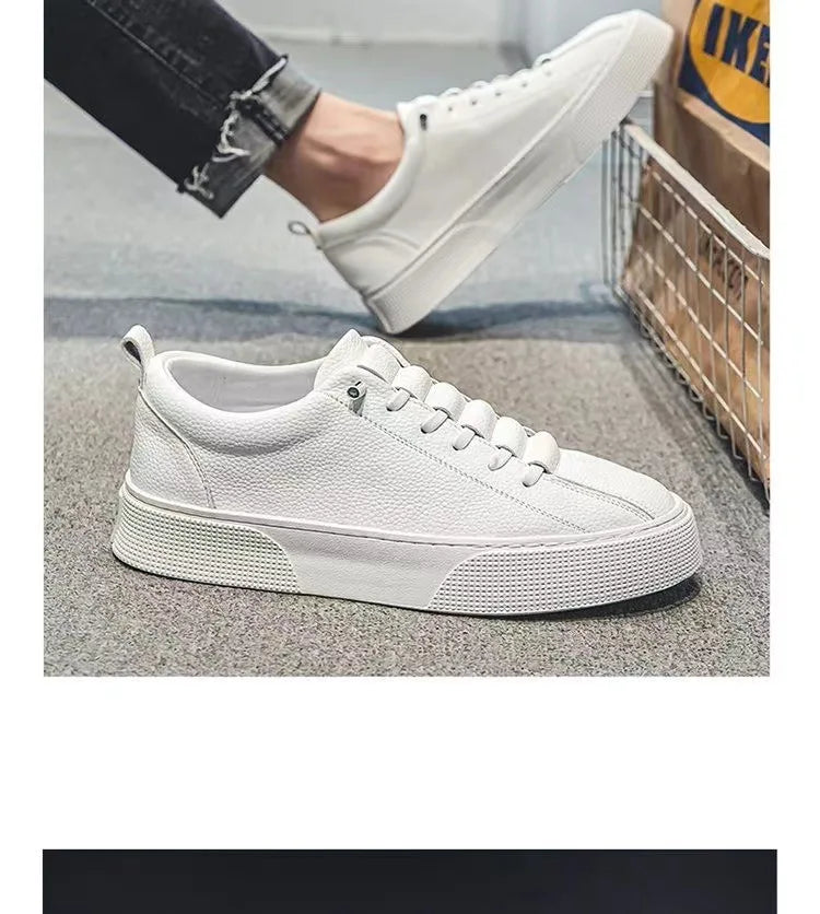 Zapatillas deportivas para hombre, calzado informal, zapatos planos para hombre, zapatillas ligeras de cuero sintético (PU), calzado transpirable, zapatillas deportivas blancas para hombre