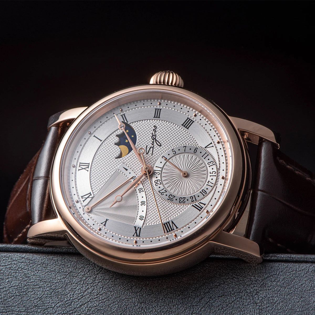 2023 Sugess Watch of Men Automatic Mechanical Moon-Phase Wristwatches Power Reserved  Sapphire WaterResistant Tianjin Movement