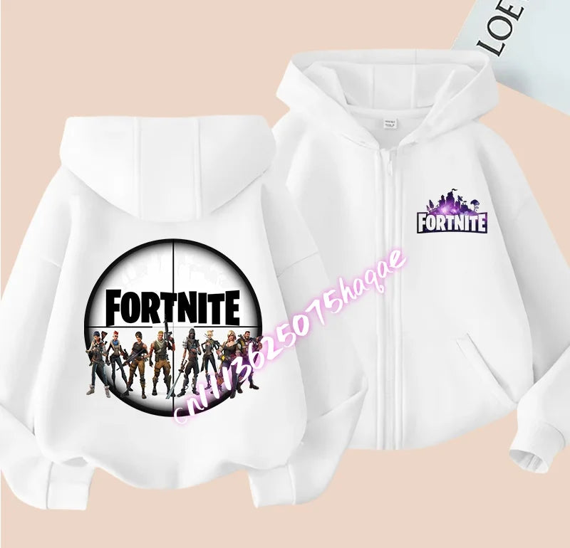 New Fortnite Child Zip-Up Hoodie Cartoon Anime Hoodies Casual Breathable Kids Boys Coat Jackets 2026 Spring Children Clothing