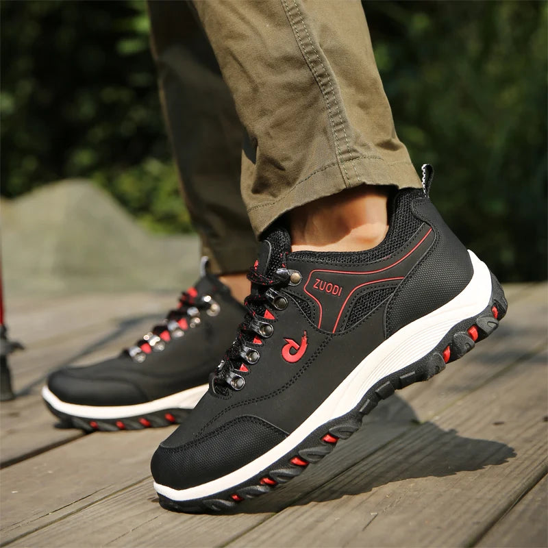 Sapatos casuais em pele para homem, ténis leves de caminhada para primavera, outono e inverno