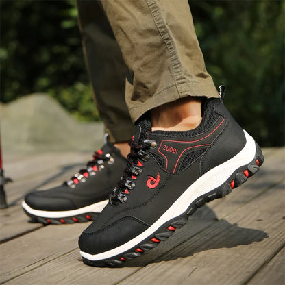 Sapatos casuais em pele para homem, ténis leves de caminhada para primavera, outono e inverno