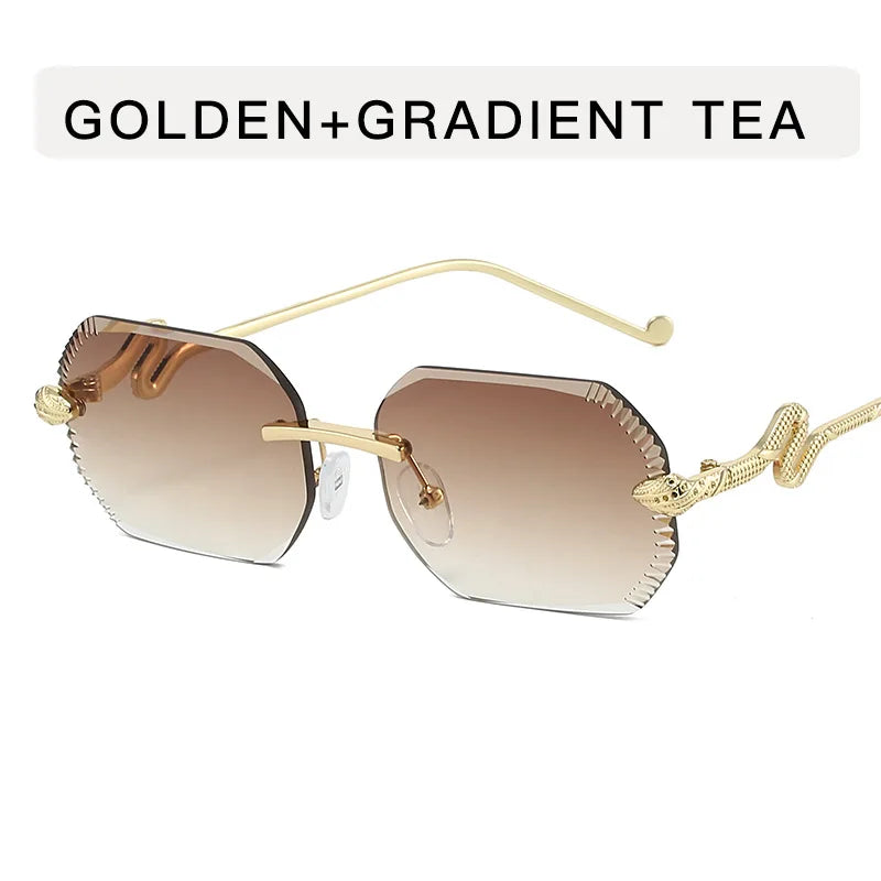 Fashion snake-shaped metal decorative sunglasses - unisex irregular frame, UV protection, sunshades