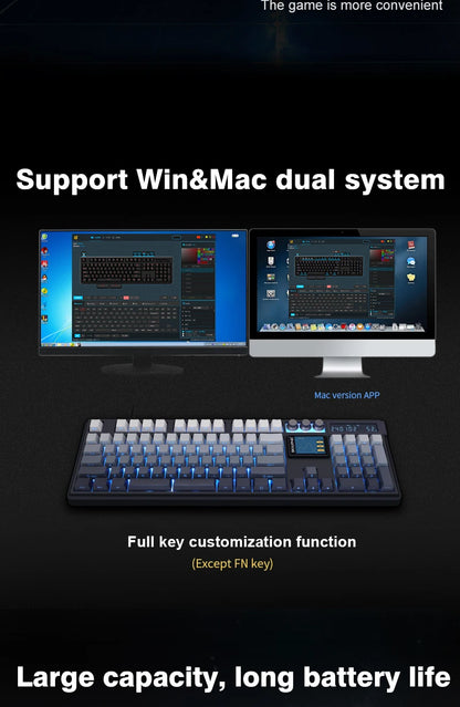 Teclado Mecânico Sem Fios SKYLOONG GK104 Pro 100% Personalizado com Switch Hot-Swap de Baixo Ruído para PC Gaming e Acessórios de Escritório