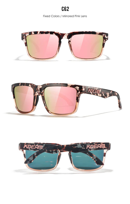 KDEAM Unisex Square Sunglasses Polarized Flash With Stylish Mirrored Pink Sun Glasses New Colors KD332