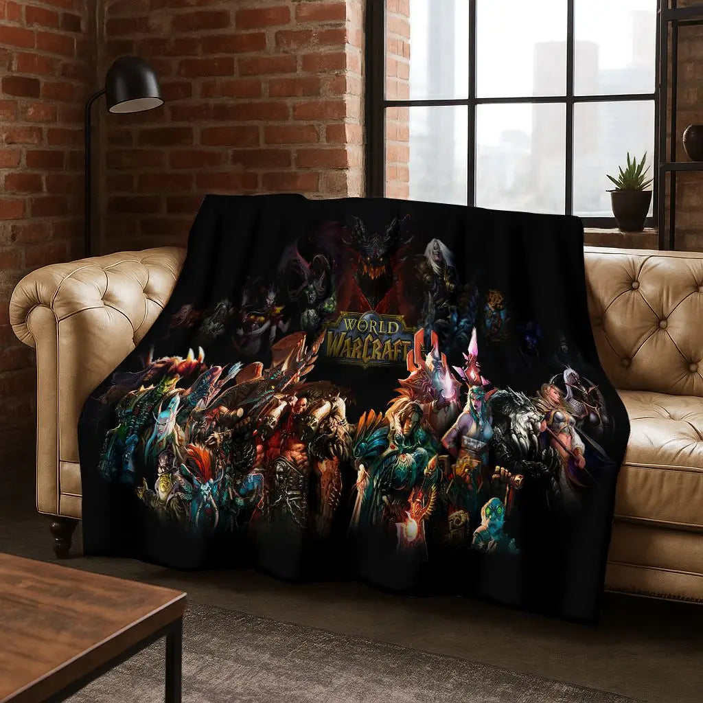 Coperta in flanella WOW World of Warcraft Arthas Demon Illidan Sylvanas, plaid morbido e confortevole per casa, camera da letto, letto, divano, copridivano, idea regalo