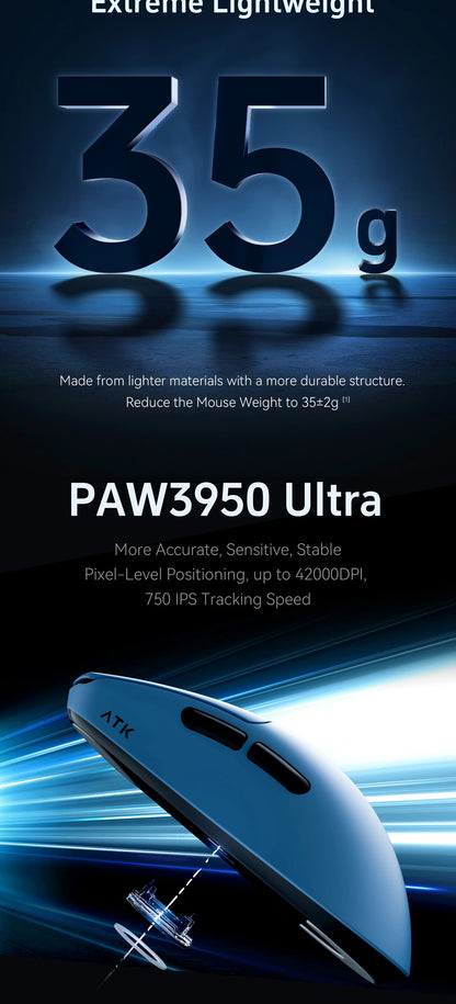 ATK BlazingSky F1 Extreme безжична геймърска мишка PAW3950 Ultra Dual-Mode 8000Hz 35g лека e-sports FPS мишка