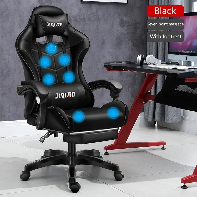 Ergonomic Gaming Chair with Massage Function, RGB Light Swivel Recliner Office Chair, Adjustable High Quality Computer Gamer Chair