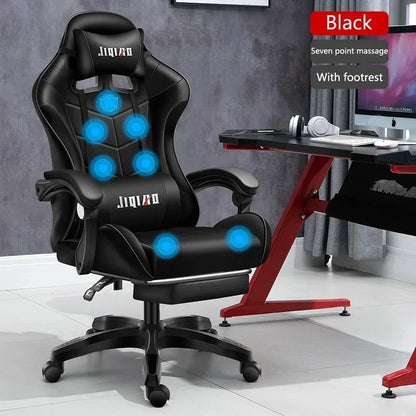 Ergonomic Gaming Chair with Massage Function, RGB Light Swivel Recliner Office Chair, Adjustable High Quality Computer Gamer Chair