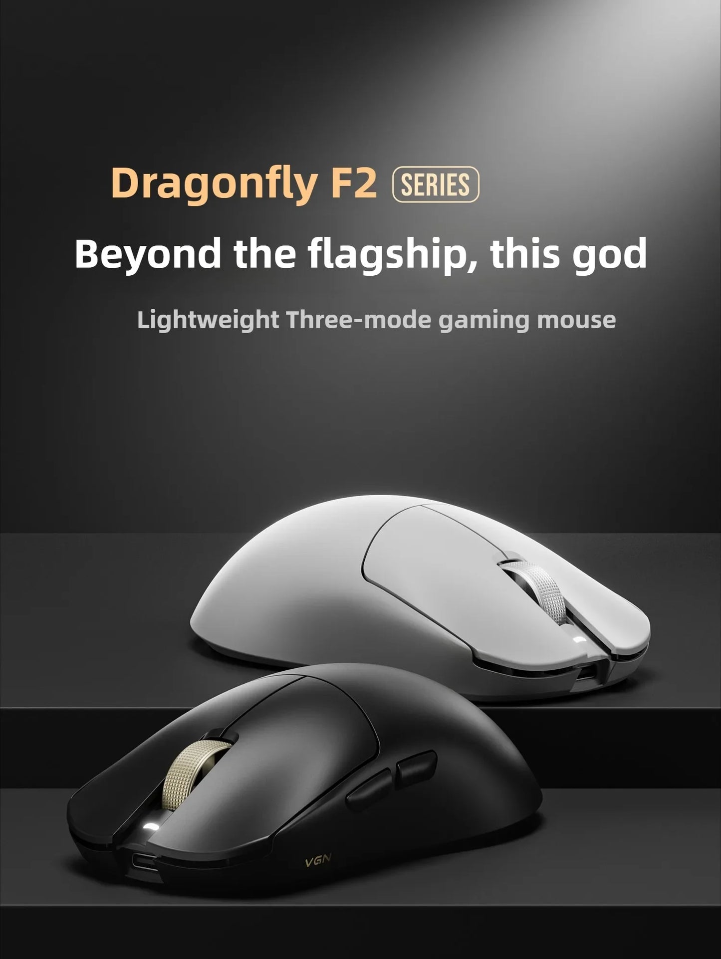 VGN Dragonfly F2 ProMax/Ultra esport gamer egér 42000DPI 0.125ms CSGO-hoz, alacsony késleltetésű, vezetékes/vezeték nélküli, dupla 8K, 3 mód, PAW3395/3950