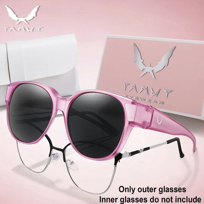 Over Glasses with Box Cover Over Myopia Eyeglasses Unisex Round Shades with UV protection Outdoor Sports Fishing Hiking Cycling