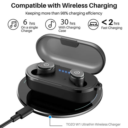 TOZO T10 Bluetooth 5.3 Earphones ,Wireless Headphones , AI Enhanced Calling With Deep Bass, IPX8 Waterproof Earbuds ,45H Play