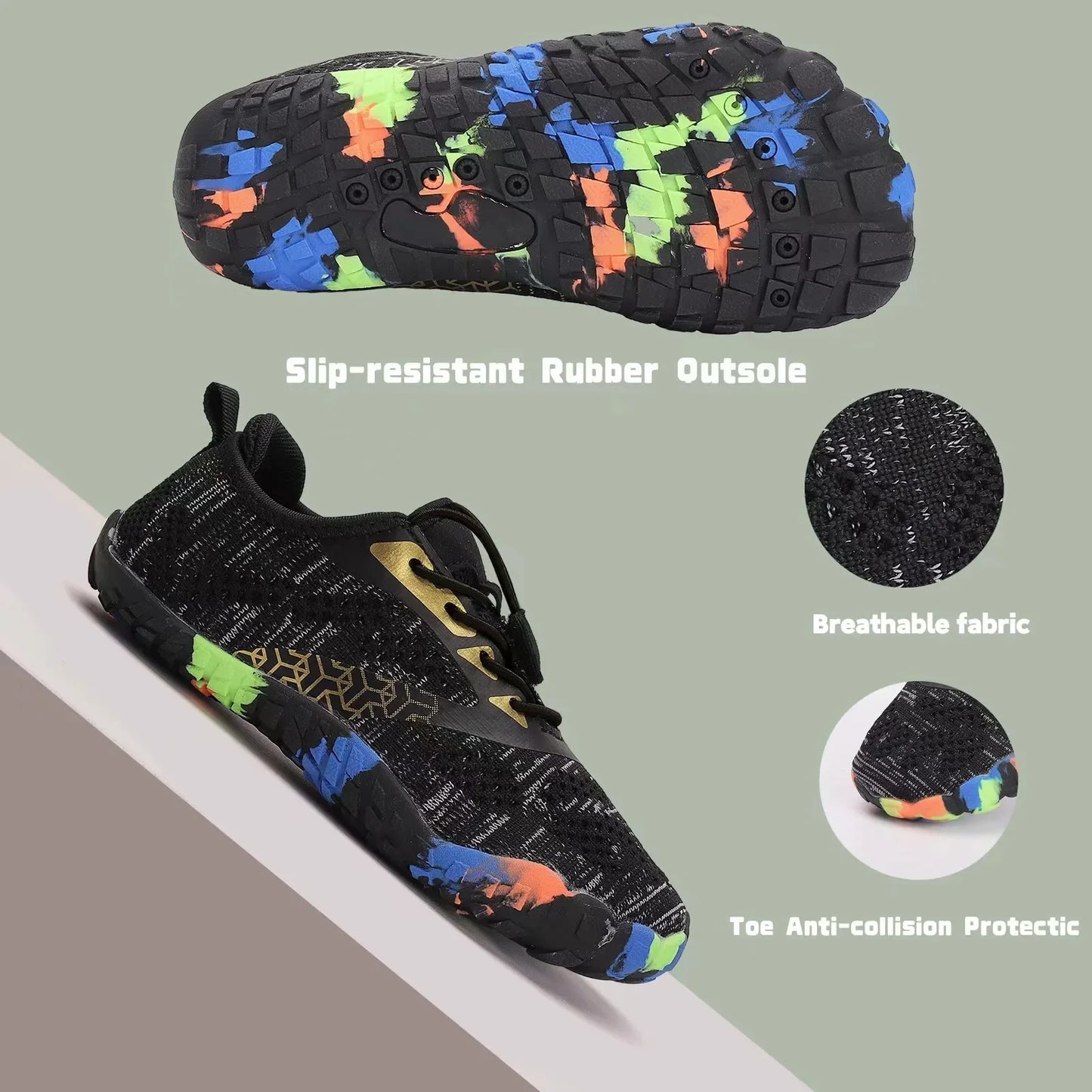 New Children's Aqua Shoes Women Colorful Walking Sports Upstream Wading Sneakers Breathable Mesh Five Fingers Swimming Water Shoes
