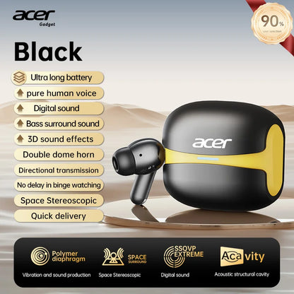 Acer Ohr548 Wireless Bluetooth Headphones with In-Ear Design, Anc Call Noise Reduction, Charging Case, Stereo Sound Effect, Low Latency for Gaming, Comfortable Fit for Sports, Running, and Fitness