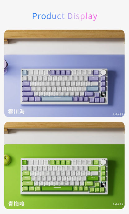 AJAZZ AK820 Mechanische Tastatur 70 % kompaktes Layout/RGB-Beleuchtung/Hot-Swap-fähige Switches, mit kabelgebundenem, kabellosem und Bluetooth-Betrieb