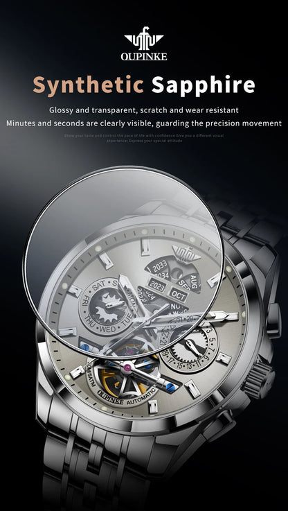 OUPINKE 3251 Watch For Men Auto Date Hollow Skeleton Luxury Automatic Mechanical Hand Clock Top Brand Waterproof Man Watches