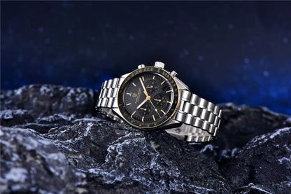 PAGANI DESIGN – Nouvelle montre à quartz de luxe pour homme, dotée d’un cadran à motif météorite, chronographe sportif, verre saphir avec traitement antireflet.
