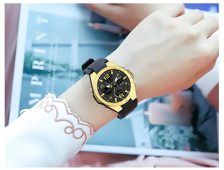 SANDA Top Brand New Lady Luxury Ms LED Digital Sport Watch Leisure Fashion Quartz Watch Women Girl Military 50M Waterproof Watch