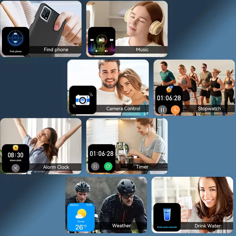 New 1000mAh Battery Smart Watch Women Heart Rate Sleep Monitoring Bluetooth Call IP68 Waterproof Smartwatch Men For Android IOS