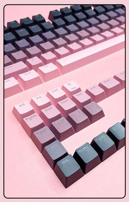 Teclas gamer RGB con retroiluminación degradada para teclado mecánico con interruptores MX, perfil OEM, PBT, blanco y azul, distribución ISO, teclas DIY
