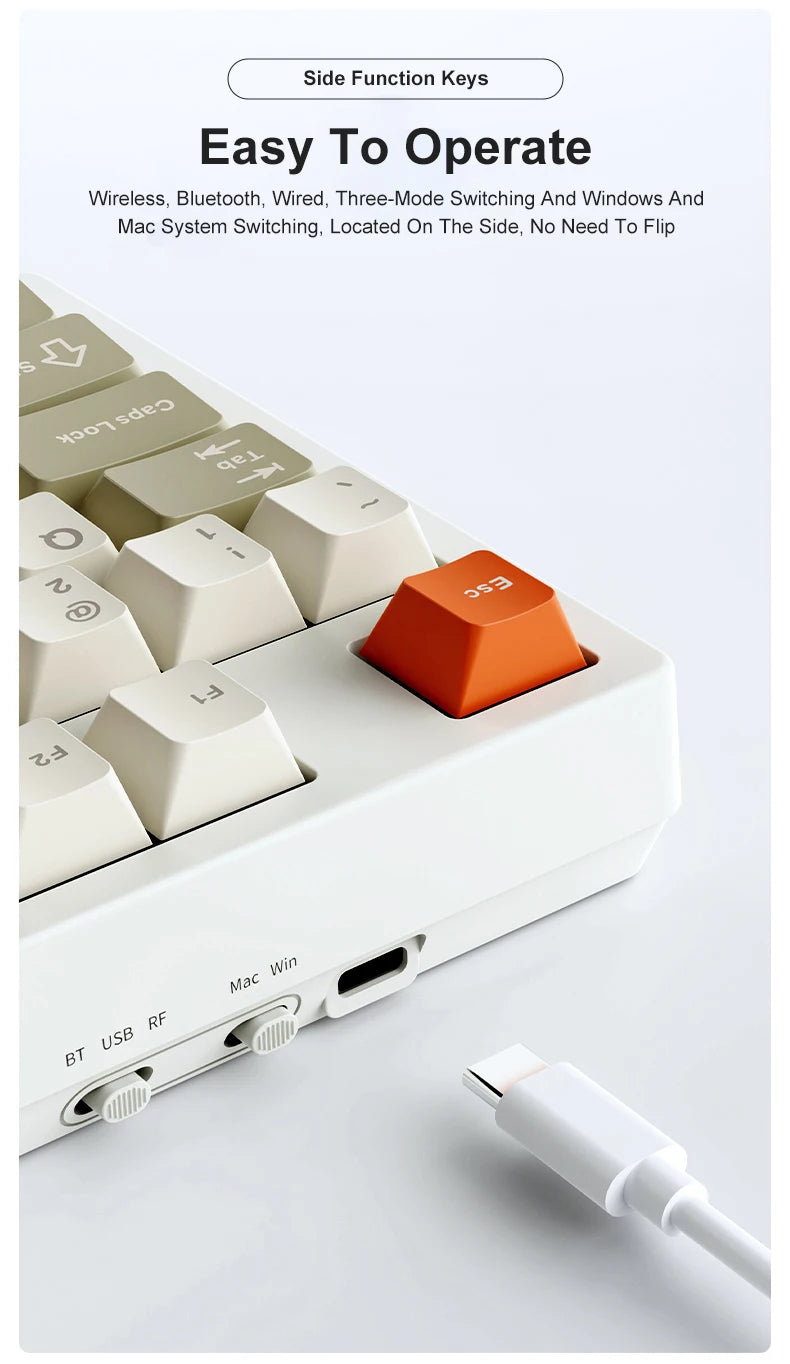Ajazz AK35I V3/V4 MAX Tri-mode Wired Bluetooth Wireless Gaming Keyboard Gasket Full Key Hot Swap 104 Keys Customized Keyboard