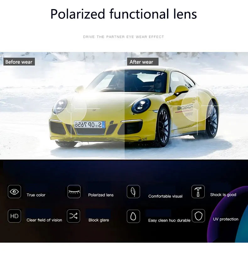 BOYSEEN Polarized Flip Clip Sunglasses Driving Dark UV400 Photochromic Anti Glare Lens Sun Glasses Car Driver Vintage Square