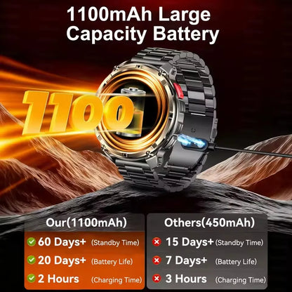 New Original 1100mAh Battery Men Smart Watch Outdoor GPS 10ATM Waterproof Bluetooth Call Sport Smartwatch For Android IOS Phones
