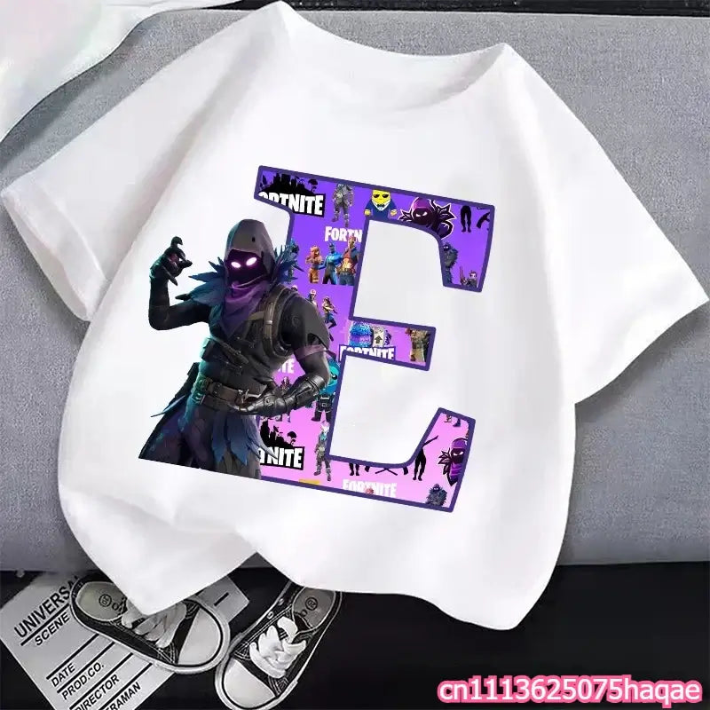 New Fortnites Kids T-shirts Cartoon Letter Graphic T-shirts Boys Girls Summer Casual Sports Short Sleeve Tops Children Clothing