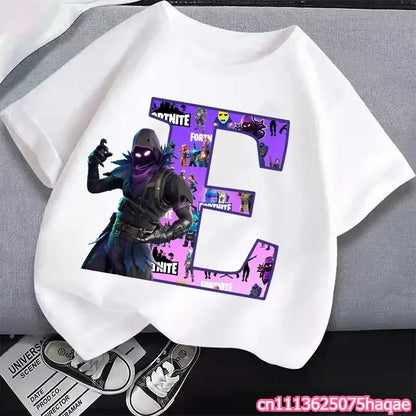 New Fortnites Kids T-shirts Cartoon Letter Graphic T-shirts Boys Girls Summer Casual Sports Short Sleeve Tops Children Clothing