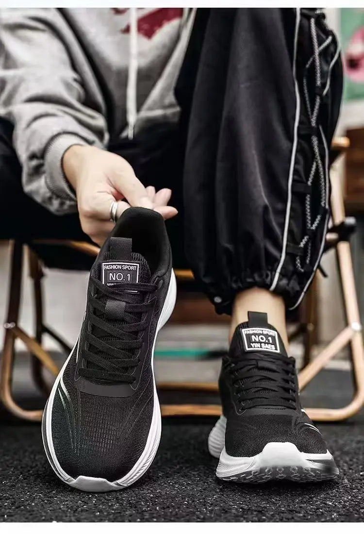 Chaussures en maille respirante pour hommes, baskets légères et décontractées, antidérapantes, semelle souple, chaussures de course pour printemps et été