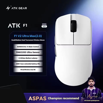 ATK Blazing Sky F1 V2 Ultimate Wireless Gaming Mouse Dual-Mode Lightweight PAW3950 Ultra Dual 8KHz Low Latency Ergonomic Extreme