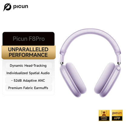 Auscultadores Sem Fios Picun F8 Pro ANC com Seguimento da Cabeça, Áudio Espacial 3D, ANC -52dB, Auscultadores Bluetooth HIFI com Microfone HD ENC, Baixa Latência e APP