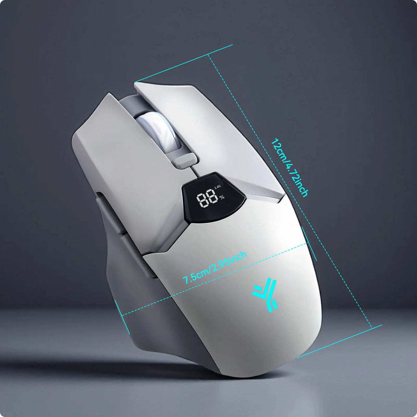 Wireless Bluetooth Mouse with Digital Battery Display, Silent Ergonomic Mouse for PC Laptop Gaming, 2.4G/Bluetooth 5.0